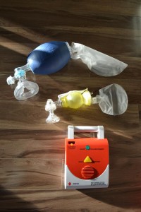 AED trainers and adult and pediatric bag valve masks